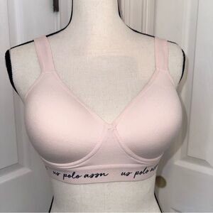 NWT US Polo Assn Women's Pink & Black Intimate Cotton & Spandex Bra Large